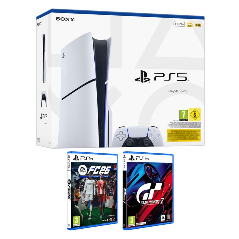 PS5 Standard 1TB + FC 2026 + GT7 BLANCO