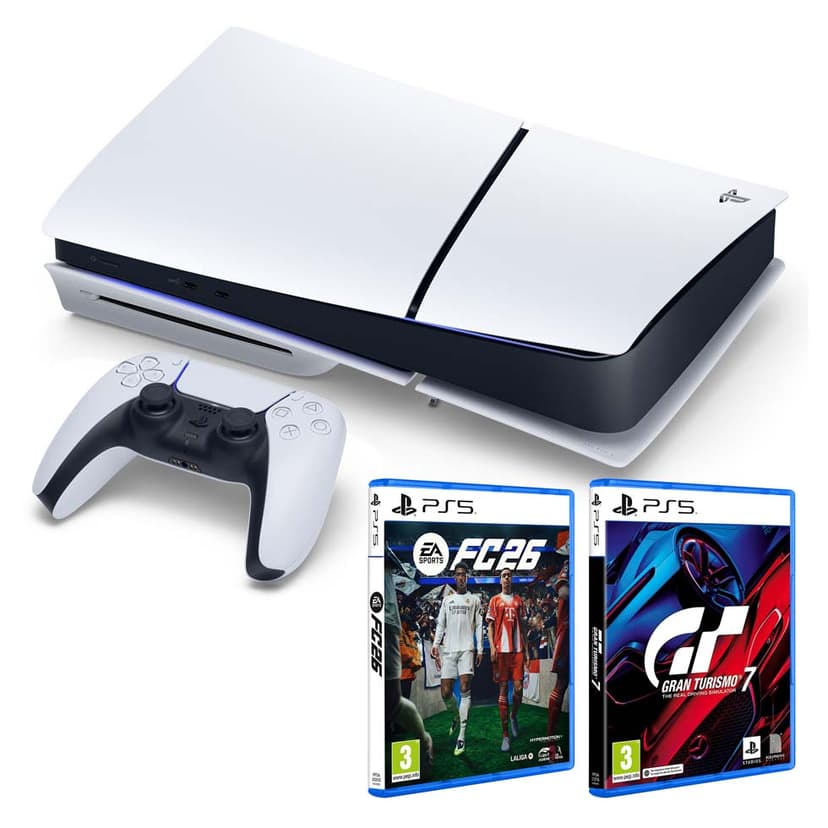 PS5 Standard 1TB + FC 2026 + GT7 BLANCO