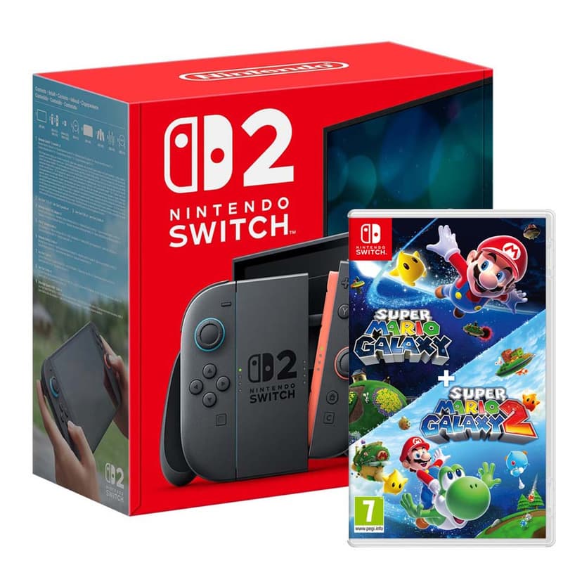 Switch Oled + Super Mario Galaxy 1 y 2 NEGRO
